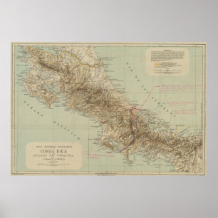 Vintage Map of Costa Rica (1896) Poster