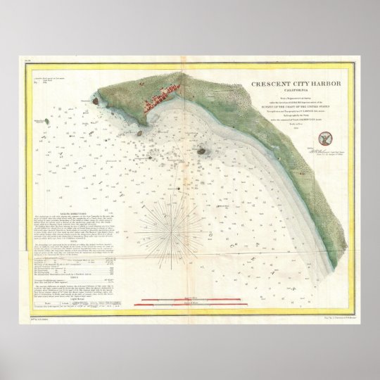 Vintage Map Of Crescent City Harbour CA 1859 Poster Zazzle co uk vintage-map-of-crescent-city-harbour-ca-1859-poster-zazzle-co-uk