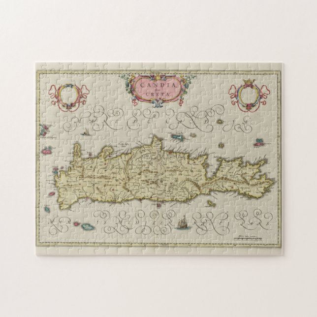 Vintage Map of Crete Greece (1665) Jigsaw Puzzle (Horizontal)