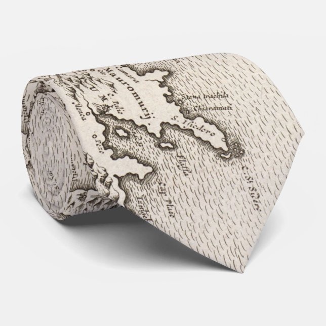 Vintage Map of Crete Greece (1680) Tie (Rolled)