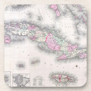 Vintage Map of Cuba (1861) Coaster