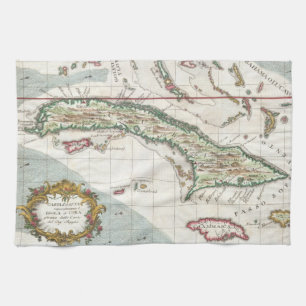 Vintage Map of Cuba and Jamaica (1763) Tea Towel