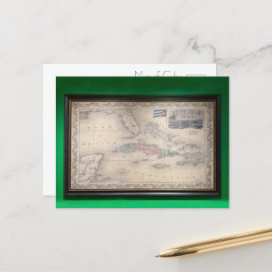 Vintage Map of Cuba Postcard