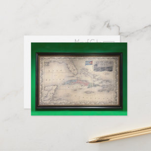 Vintage Map of Cuba Postcard