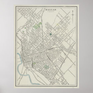Vintage Map of Dallas Texas (1901) Poster