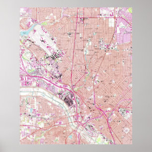 Vintage Map of Dallas Texas (1958) Poster