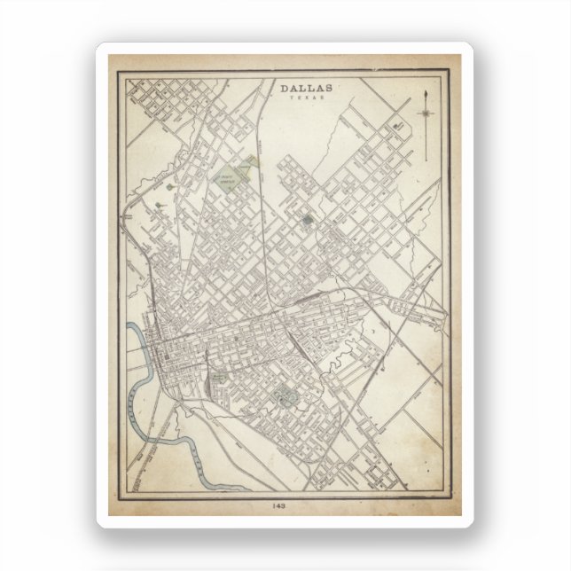 Vintage map of Dallas, TX (1890) (Front)