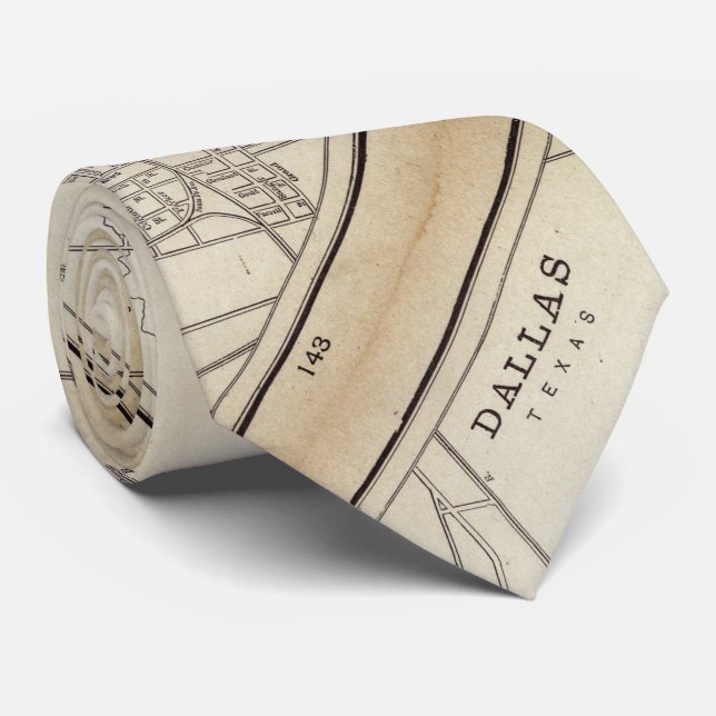 Vintage map of Dallas, TX (1890) Tie (Rolled)