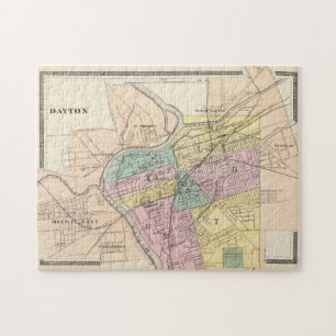 Vintage Map of Dayton Ohio (1872) Jigsaw Puzzle