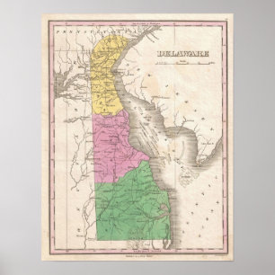 Vintage Map of Delaware (1827) Poster