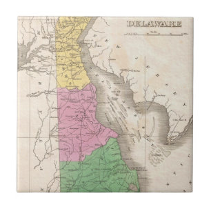Vintage Map of Delaware (1827) Tile