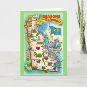Vintage Map of Delaware Holiday Card
