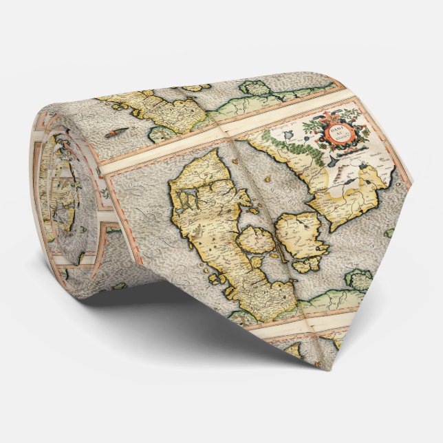 Vintage Map of Denmark (1596) Tie (Rolled)