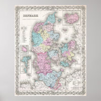 Vintage Map of Denmark (1855)