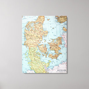 Vintage Map of Denmark (1905) Canvas Print