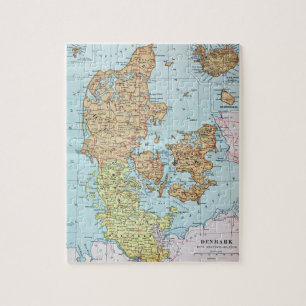 Vintage Map of Denmark (1905) Jigsaw Puzzle