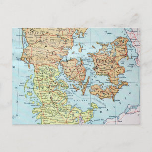 Vintage Map of Denmark (1905) Postcard