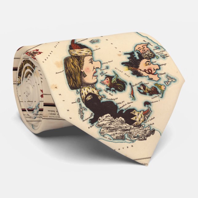 Vintage Map of Denmark with Illustrations (1868) Tie (Rolled)