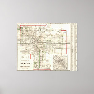 Vintage Map of Denver Colorado (1920) Canvas Print