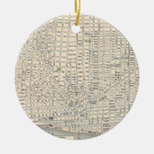 Vintage Map of Detroit (1895) Ceramic Tree Decoration