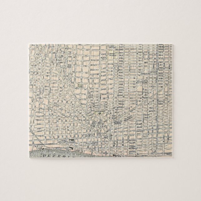 Vintage Map of Detroit (1895) Jigsaw Puzzle (Horizontal)