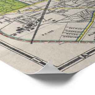 Vintage Map of Detroit MI (1912) Poster