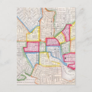 Vintage Map of Downtown Baltimore (1860) Postcard