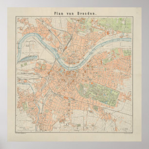 Vintage Map of Dresden Germany (1912) Poster