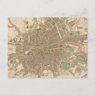 Vintage Map of Dublin (1836) Postcard