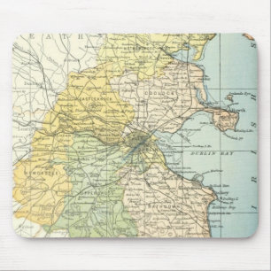 Vintage Map of Dublin and Surrounding Areas (1900) Mouse Mat