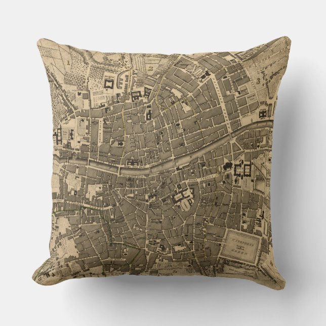 Vintage Map of Dublin Ireland (1797) Cushion (Front)