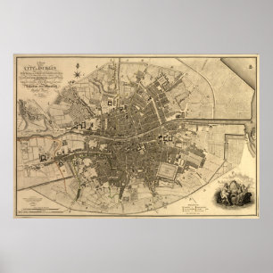 Vintage Map of Dublin Ireland (1797) Poster