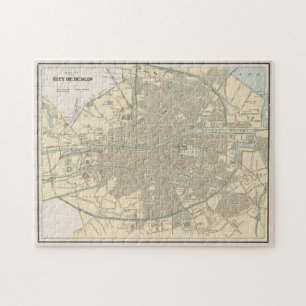 Vintage Map of Dublin Ireland (1901) Jigsaw Puzzle