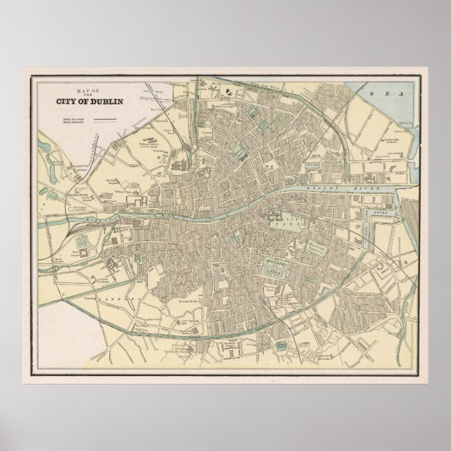 Vintage Map of Dublin Ireland (1901) Poster (Front)