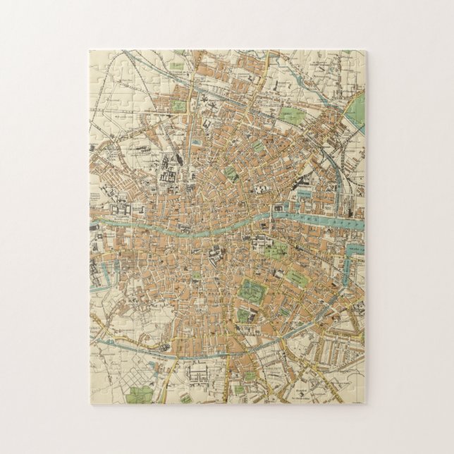 Vintage Map of Dublin Ireland (1914) Jigsaw Puzzle (Vertical)