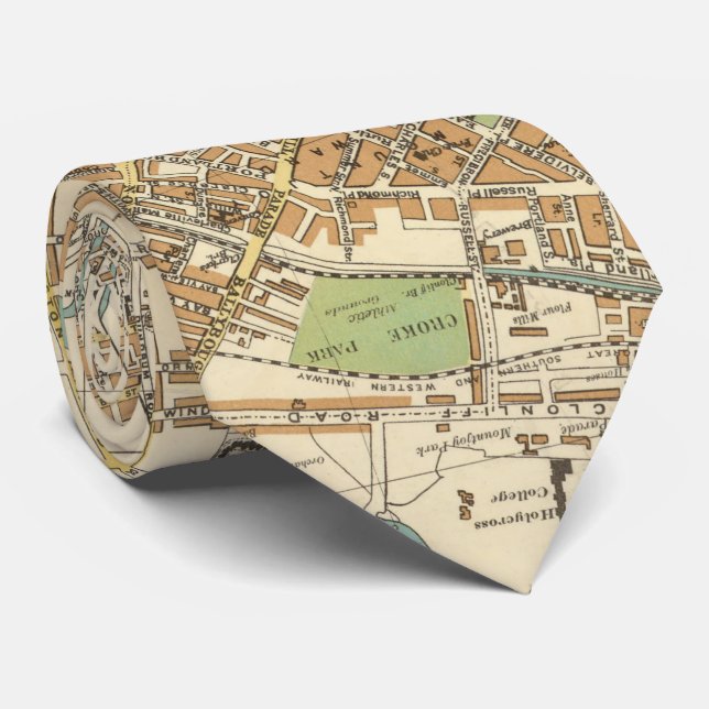 Vintage Map of Dublin Ireland (1914) Tie (Rolled)