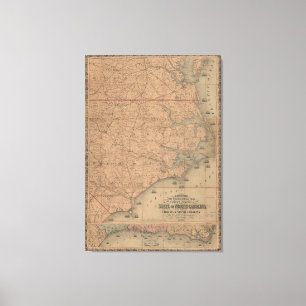 Vintage Map of Eastern North Carolina (1862) 2 Canvas Print