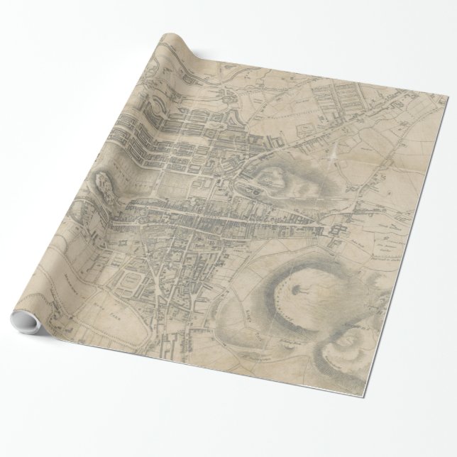 Vintage Map of Edinburgh Scotland (1818) Wrapping Paper (Unrolled)