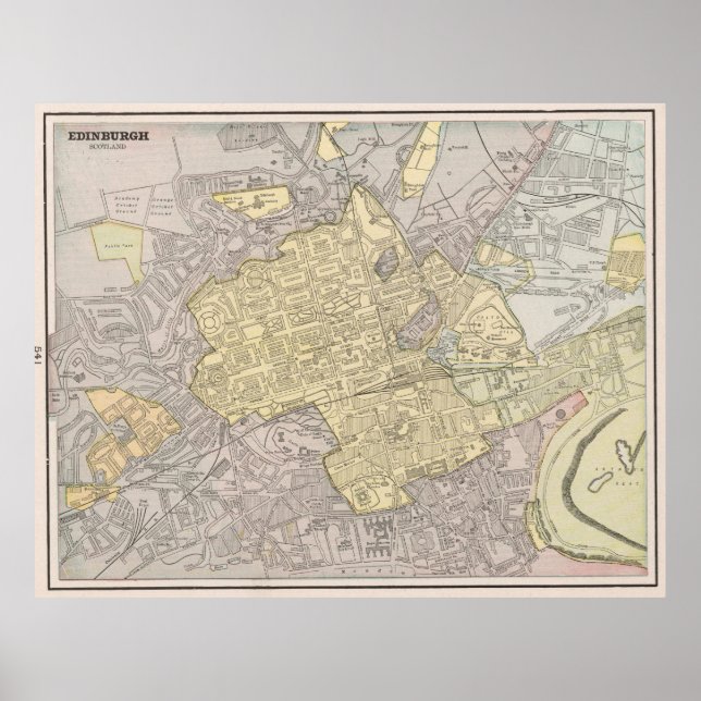 Vintage Map of Edinburgh Scotland (1901) Poster (Front)