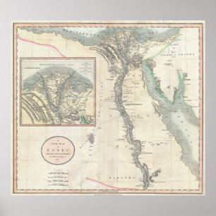 Vintage Map of Egypt (1805) Poster
