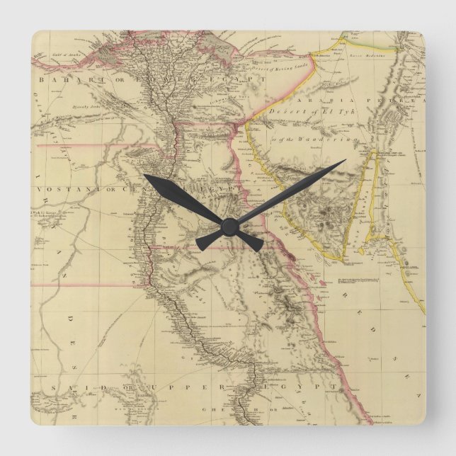 Vintage Map of Egypt (1832) Square Wall Clock (Front)