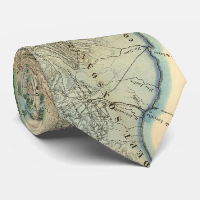 Vintage Map of El Salvador (1858) Tie (Rolled)