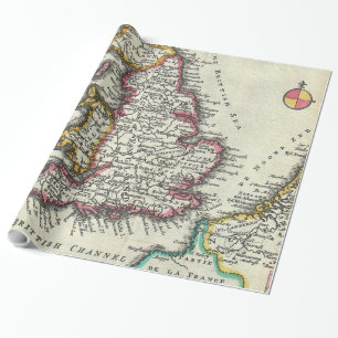 Vintage Map of England (1747) Wrapping Paper
