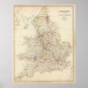 Vintage Map of England (1837) Poster