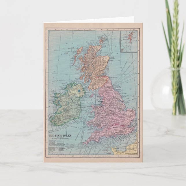 Vintage Map of England Card (Front)