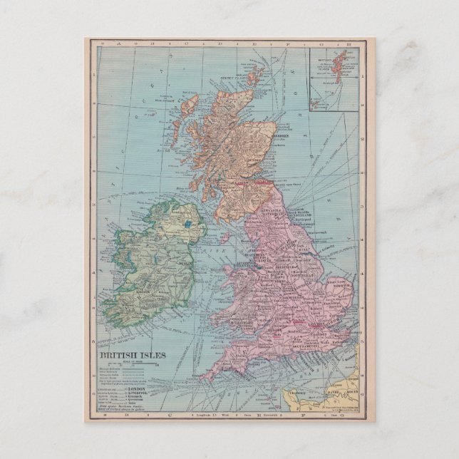 Vintage Map of England Postcard (Front)