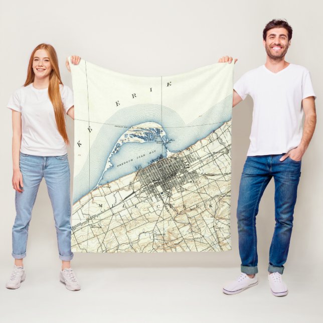 Vintage Map of Erie Pennsylvania (1899) Fleece Blanket (In Situ)
