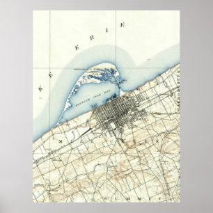 Vintage Map of Erie Pennsylvania (1899) Poster