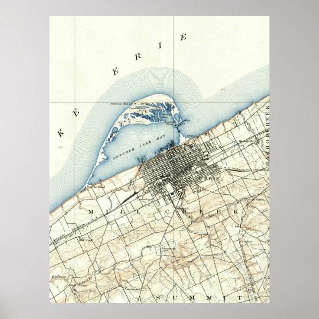 Vintage Map of Erie Pennsylvania (1899) Poster (Front)