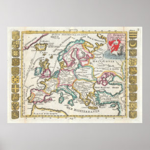 Vintage Map of Europe (1706) Poster